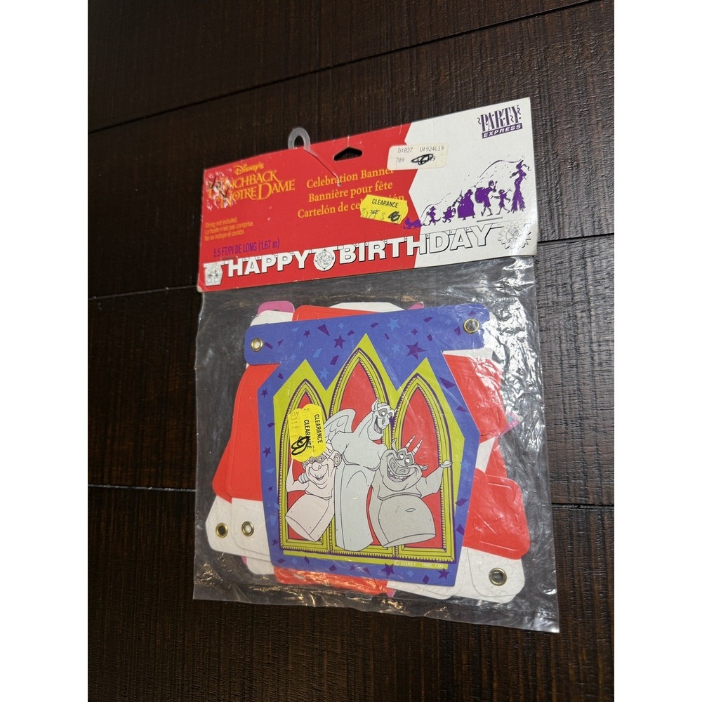 Disney HUNCHBACK OF NOTRE DAME Birthday Banner Party Supplies Decorations VTG